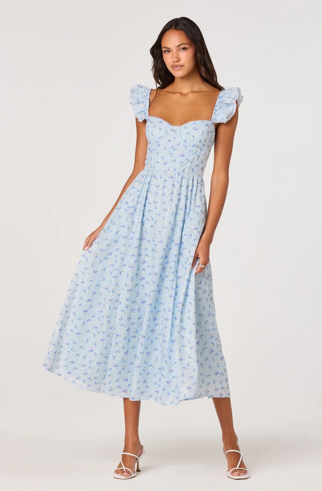 blue corset midi dress Blue Satin Midi Dress