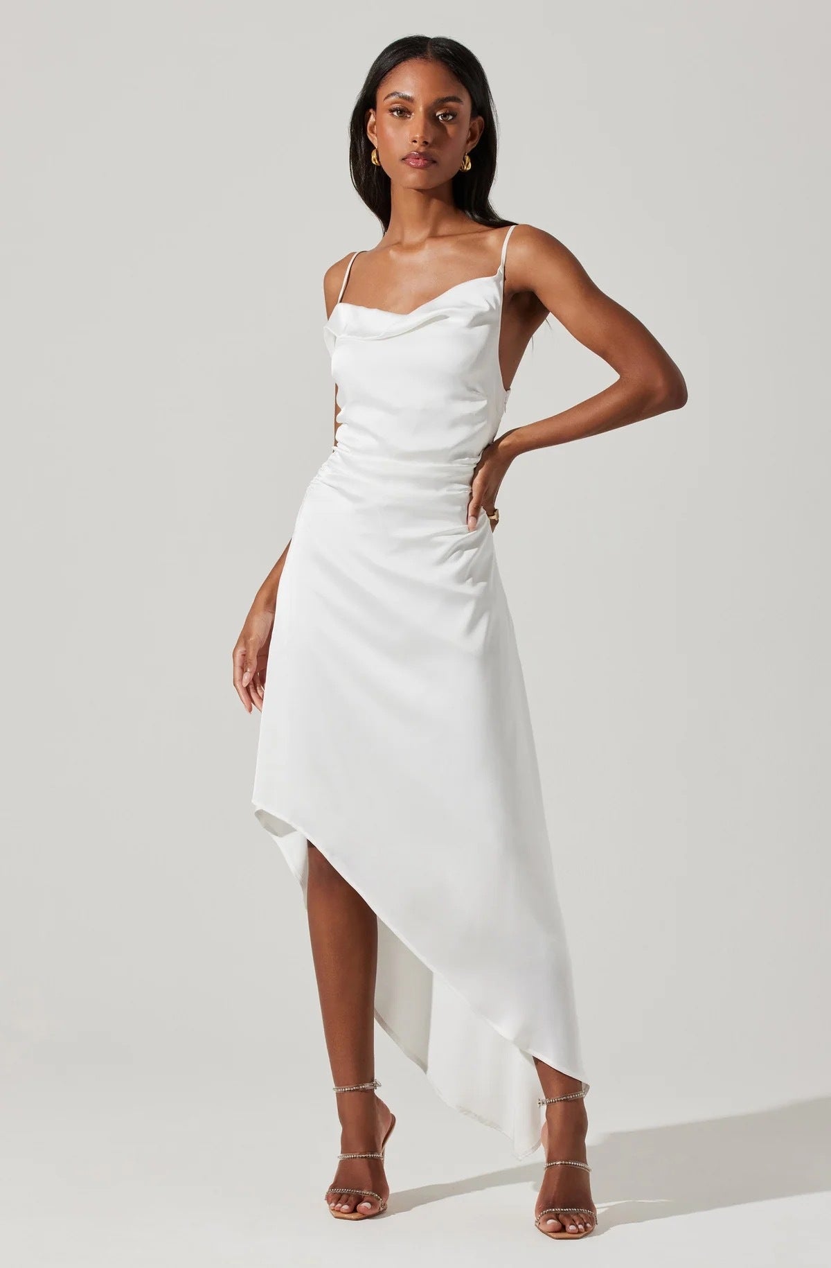 White asymmetrical sales dress