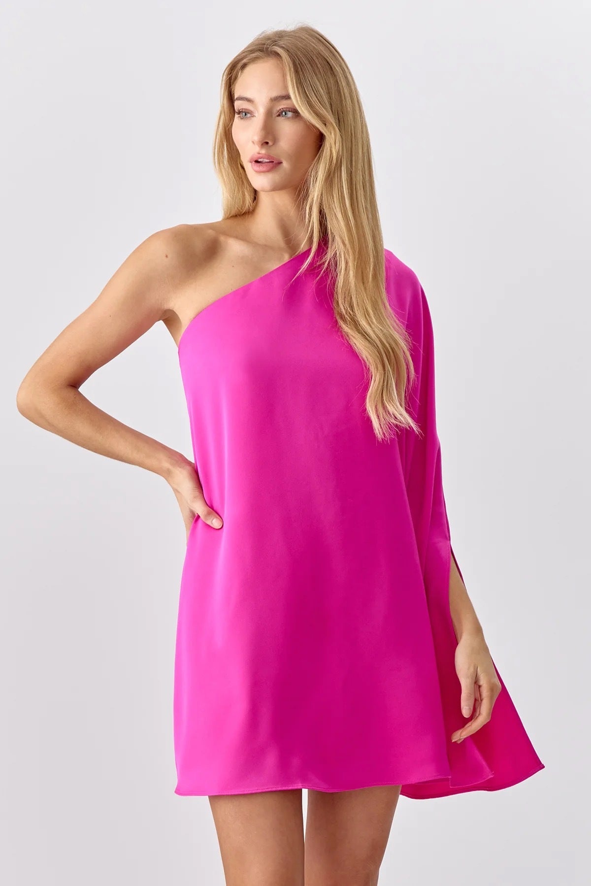 Hot pink cape dress cheap