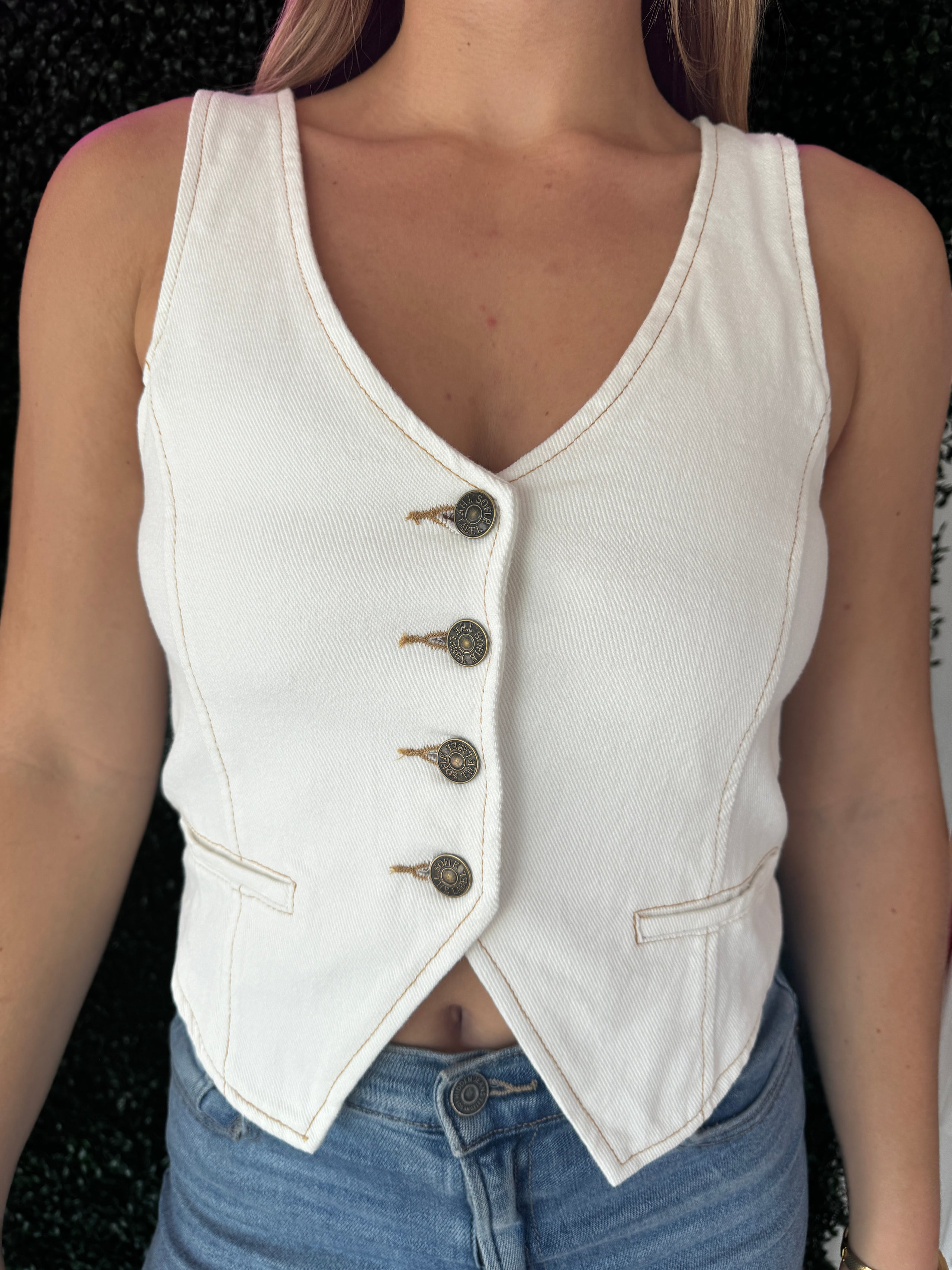 Off white denim vest discount